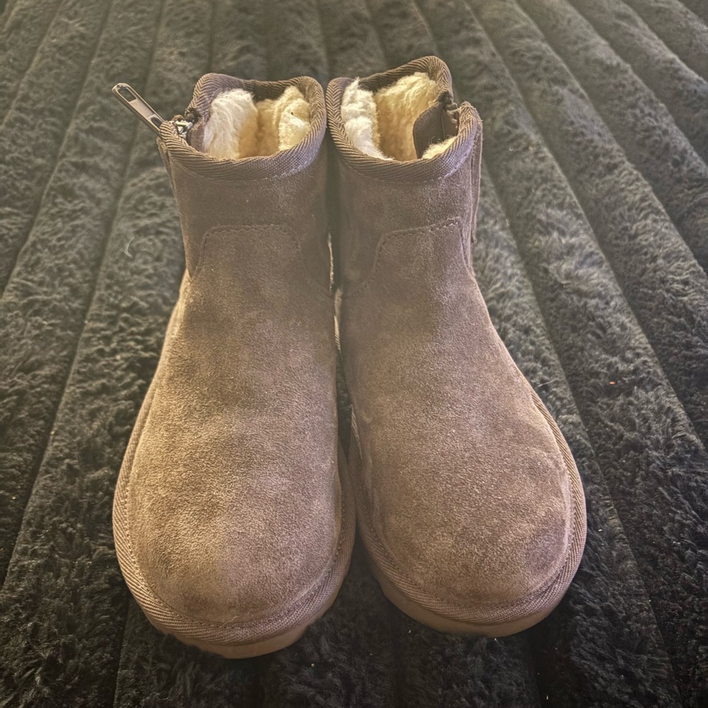 New UGG Brown Suede Ankle Boots with Plush Lining